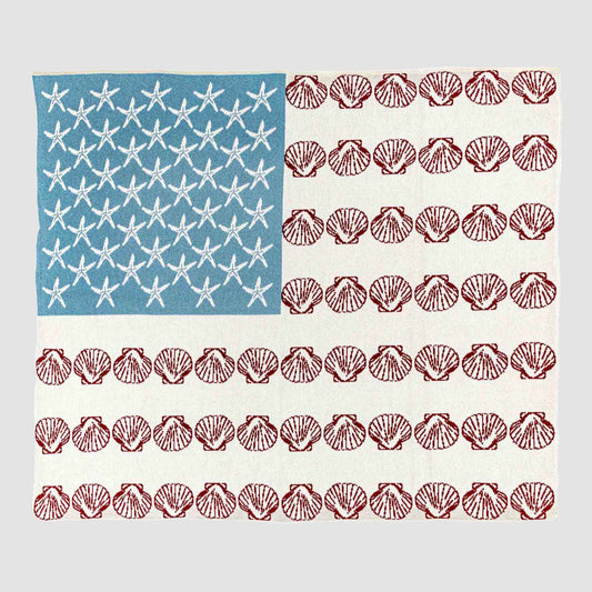 Coastal Flag - Cotton Sustainable Knit Flag/Americana Throw Blanket
