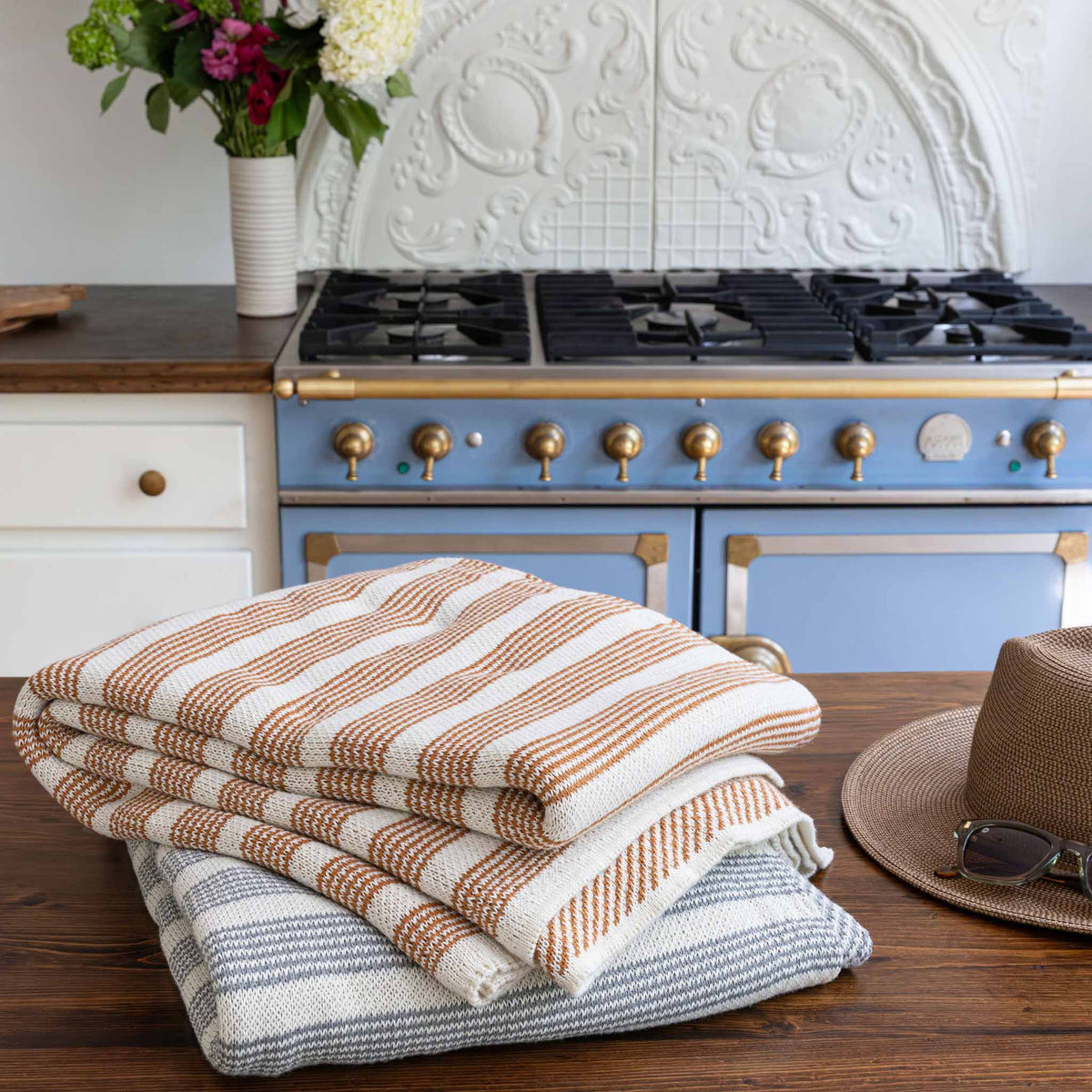 Poly Pinstripe - Indoor | Outdoor Sustainable Knit Minimalist Throw Blanket