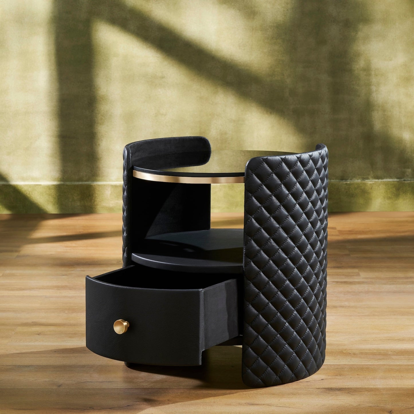 Harvard Round Leather Side Table