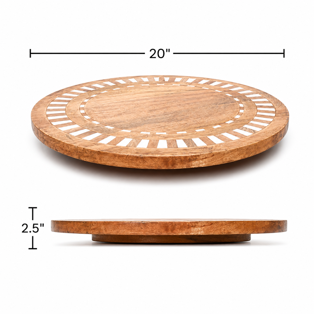 Lazy Susan | Mango Wood | handcarved Rustic Serving Piece