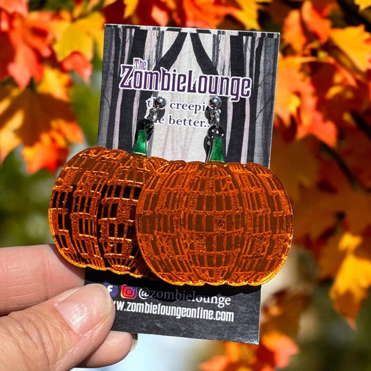 Disco Pumpkin Acrylic Earrings