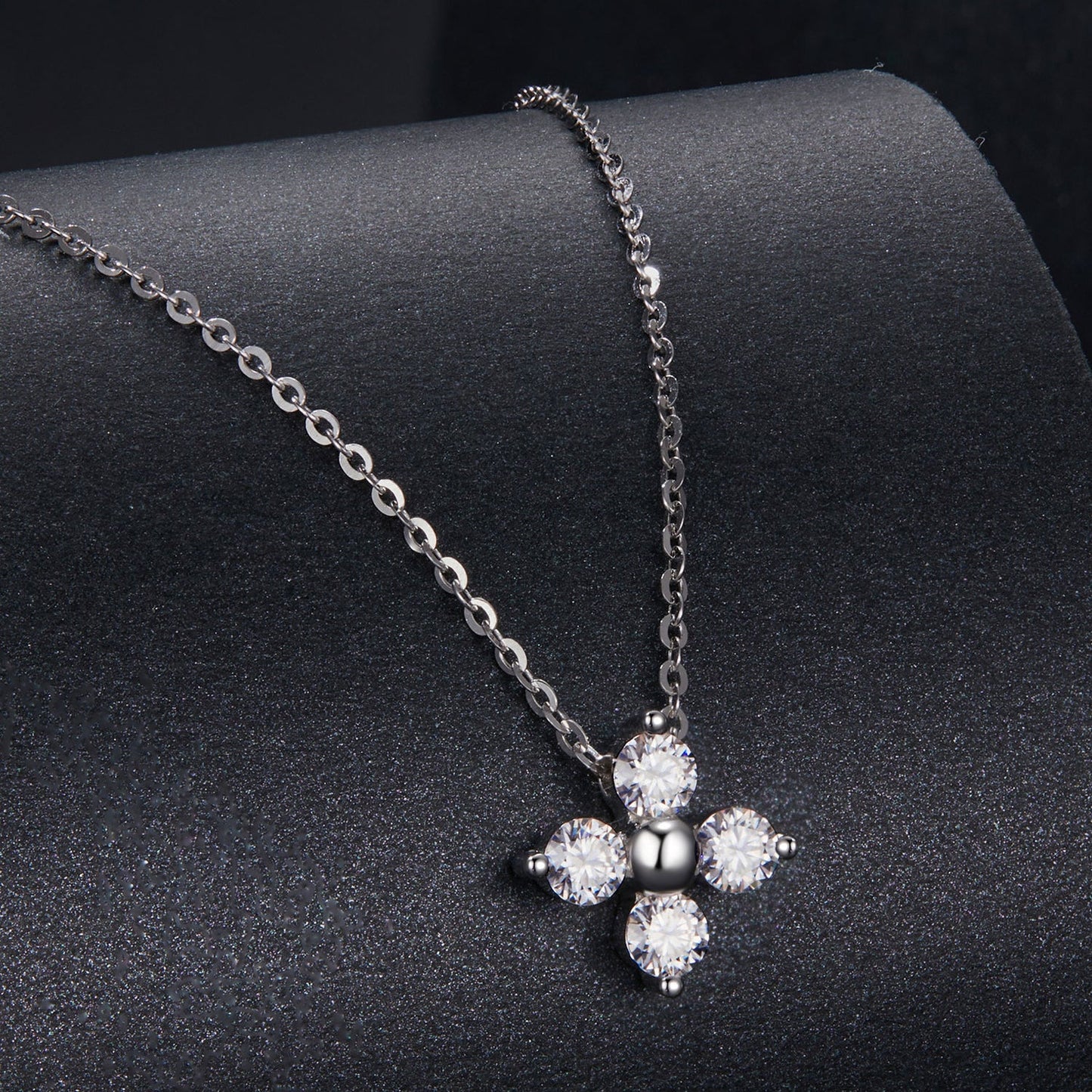 925 Sterling Silver & White Gold Plated Moissanite Necklace 40+5cm for Women