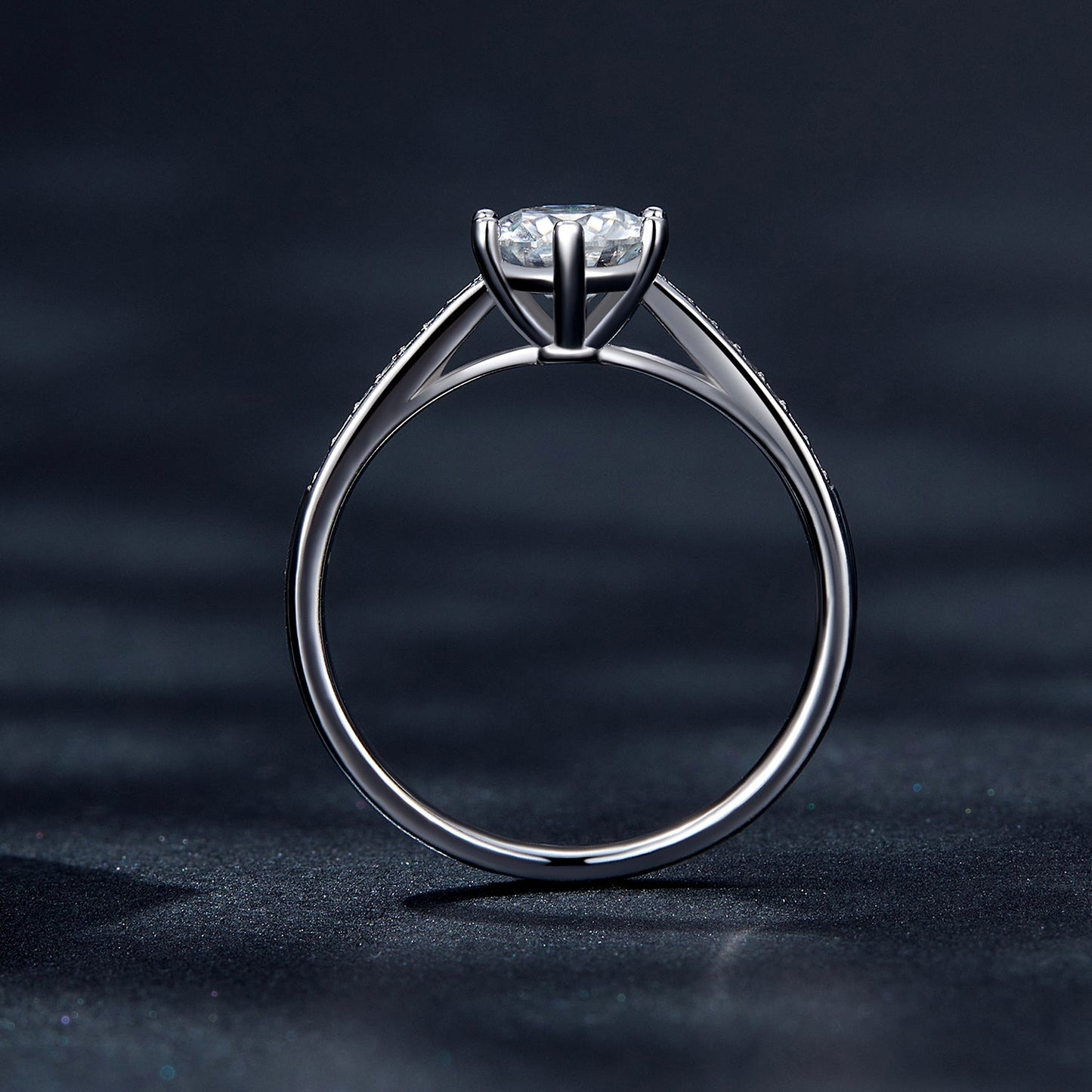 925 Sterling Silver Moissanite & CZ Ring Size 6 for Women