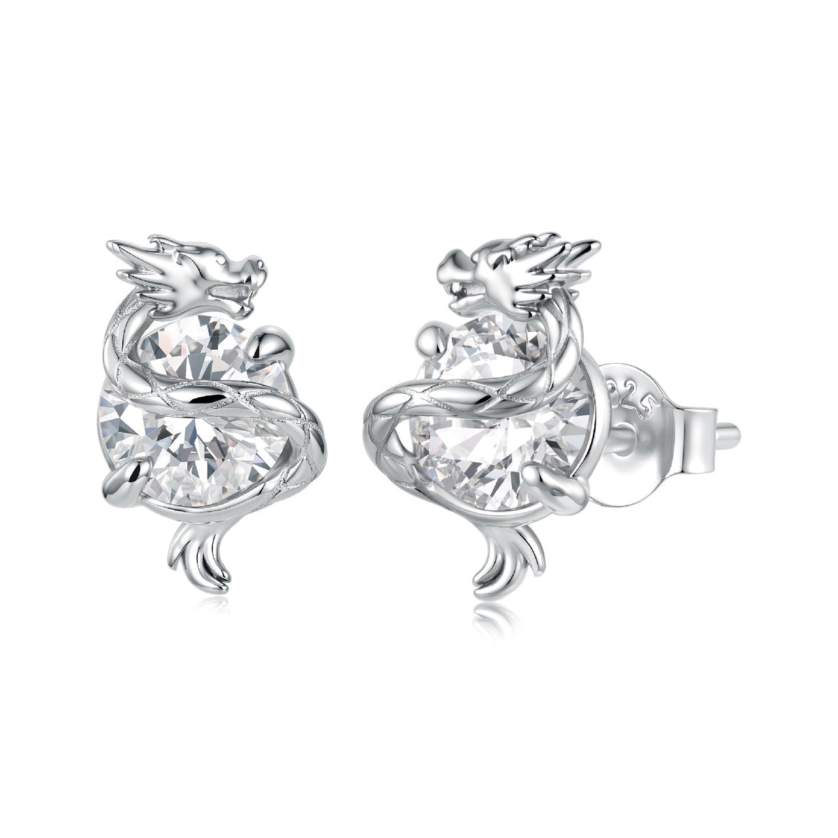 925 Sterling Silver White Gold Plated CZ Pavé Set 1.2 x 0.7 cm Earrings for Women