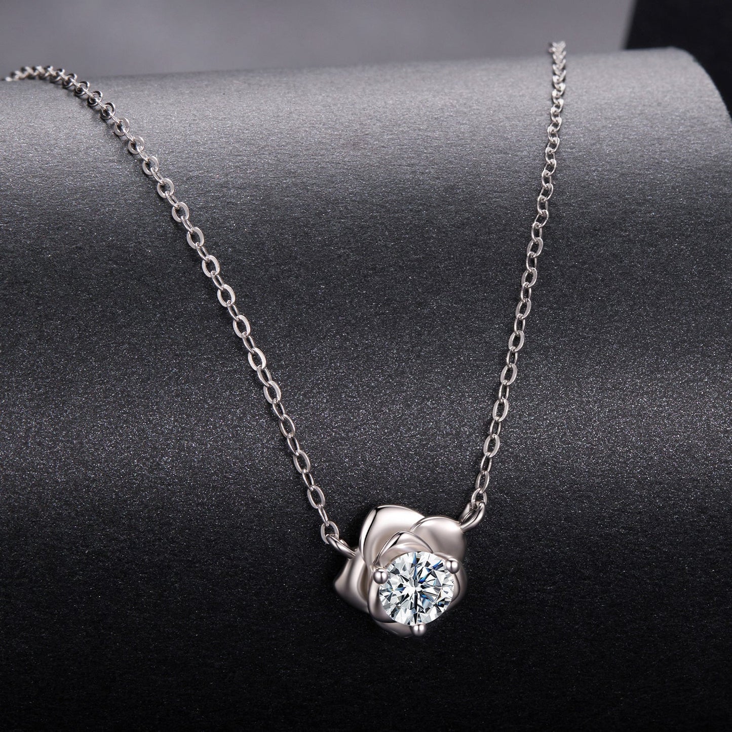 925 Sterling Silver Moissanite 0.5 Carat White Gold Plated Necklace for Women