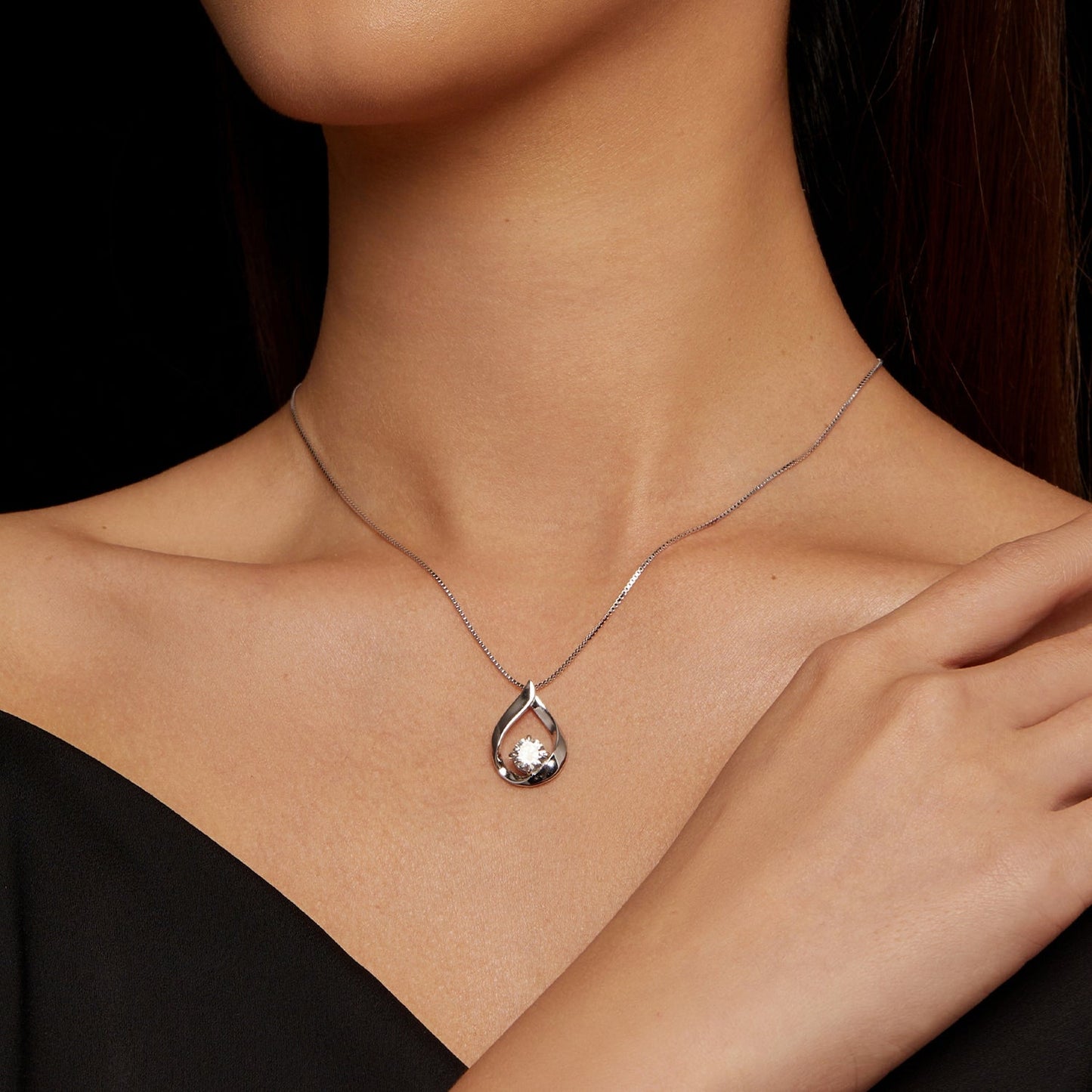 925 Sterling Silver Necklace with 1 Carat Moissanite - 400mm Length for Women