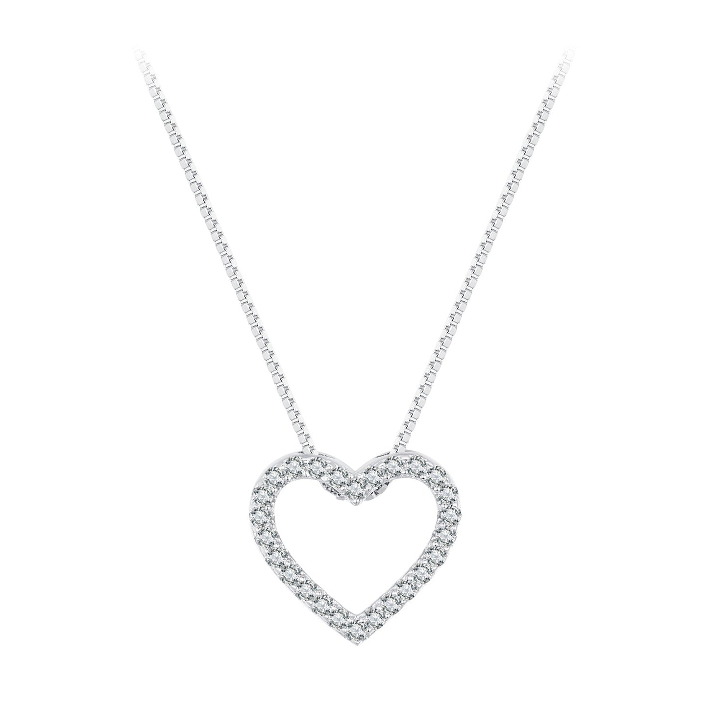 S925 Sterling Silver Necklace with Moissanite, 400mm + 50mm, Platinum Plated, Women