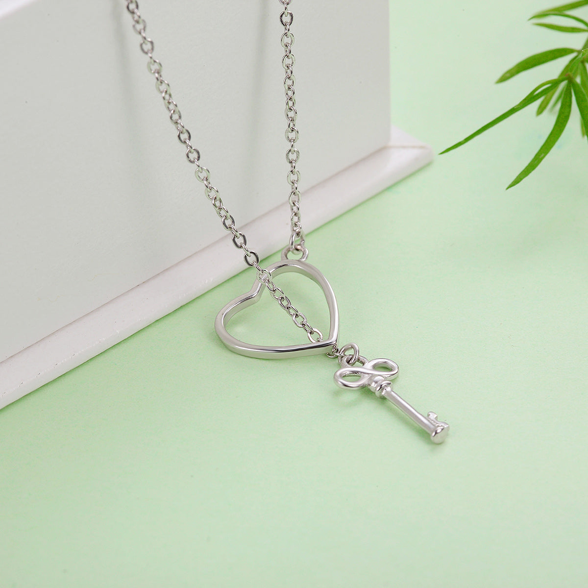 925 Sterling Silver Necklace 55cm with Heart Pendant for Women