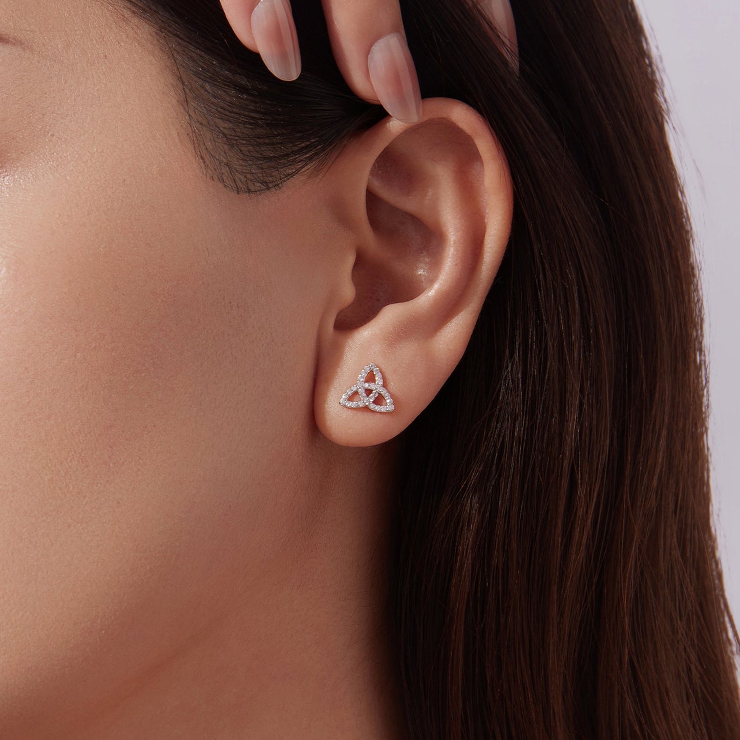 925 Sterling Silver White Gold Plated Pavé CZ Earrings