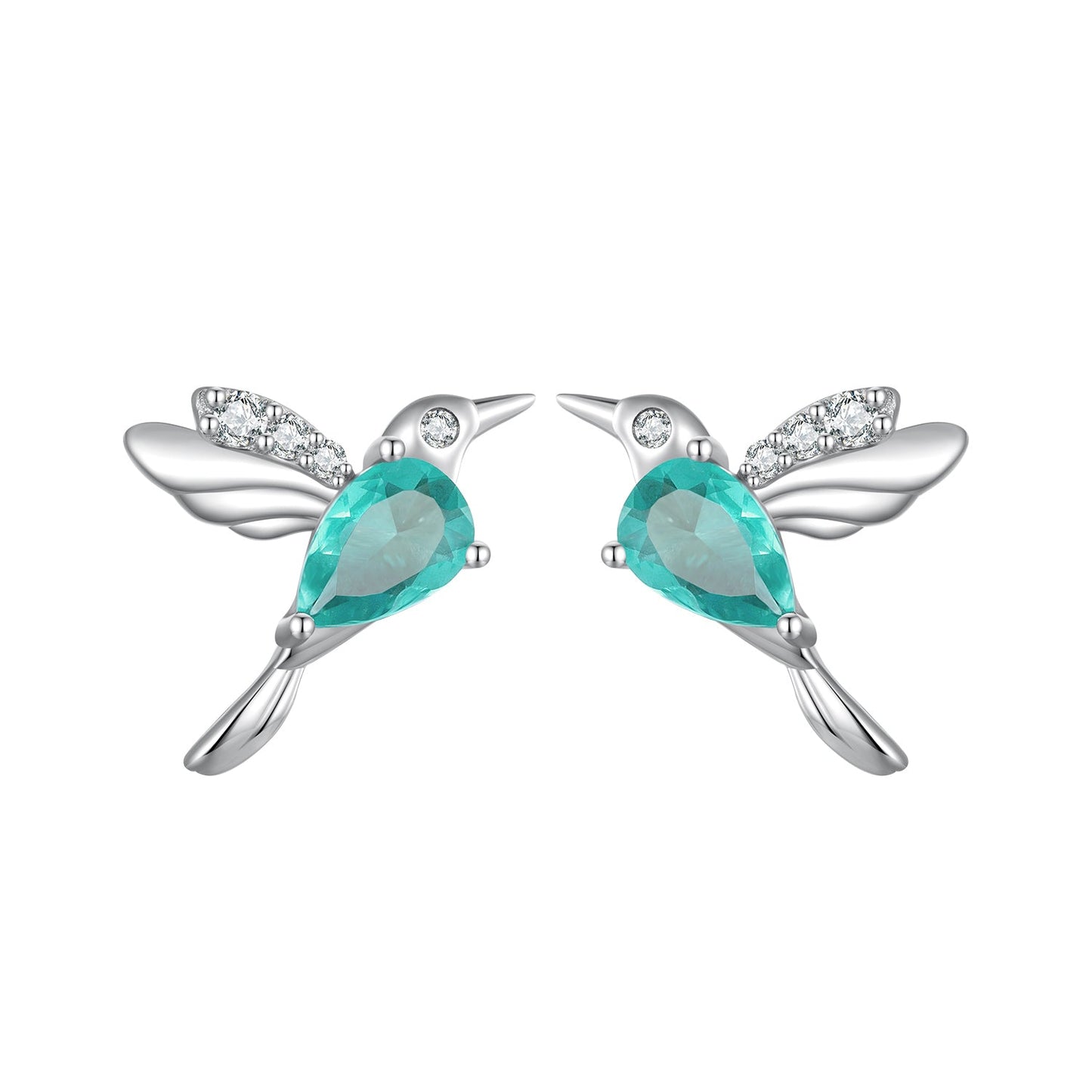 925 Sterling Silver Transparent Glass Earrings with CZ for Women