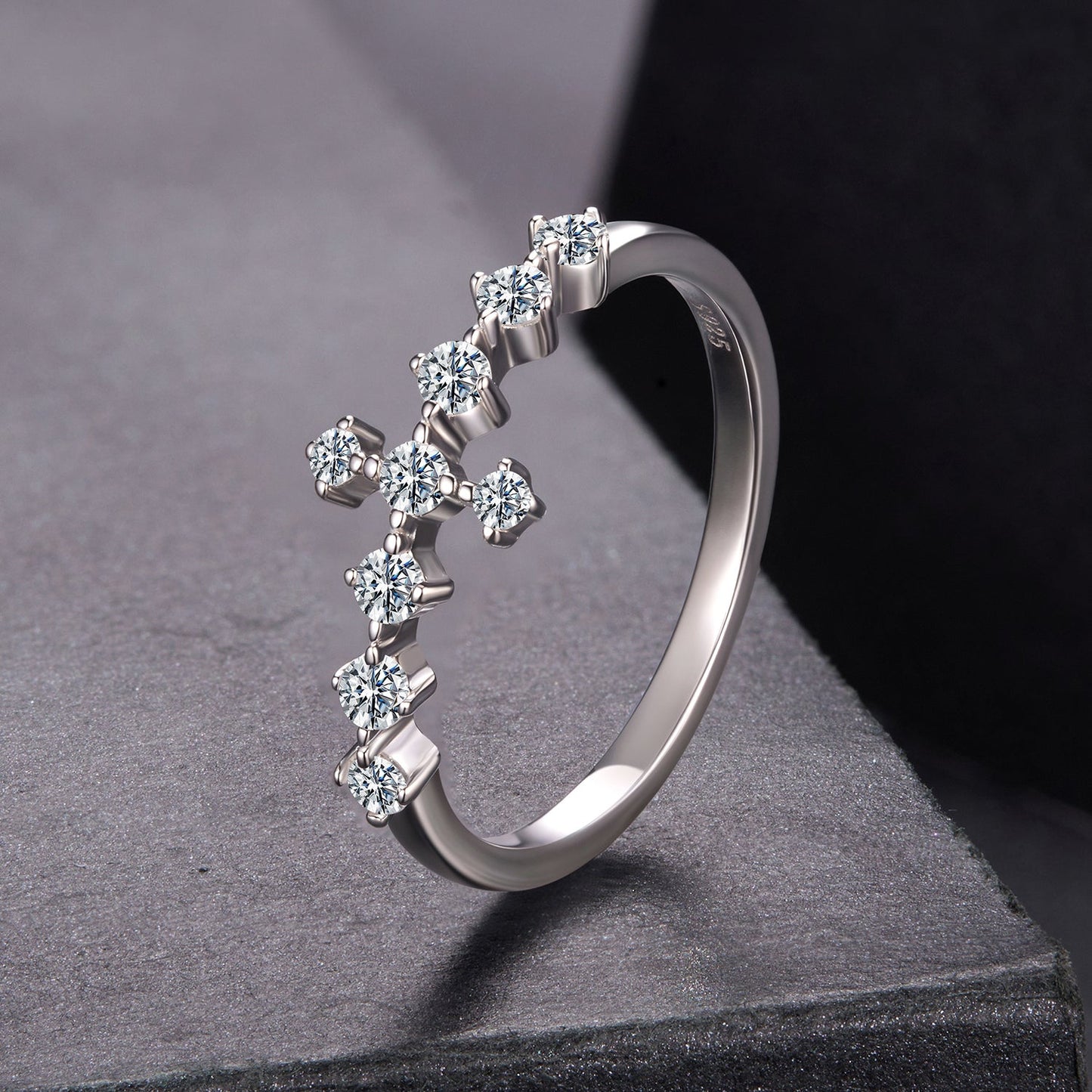 925 Sterling Silver Moissanite 0.15-0.20 Carat Ring for Women, Size 6