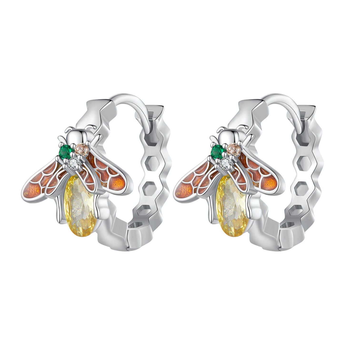 S925 Sterling Silver Enamel Blue Pavé Set CZ Earrings