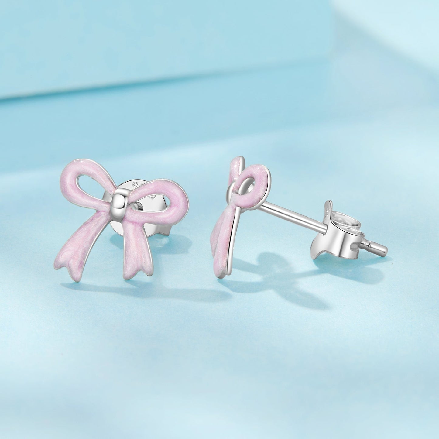 925 Sterling Silver Earrings with Enamel Process and White Gold Plating