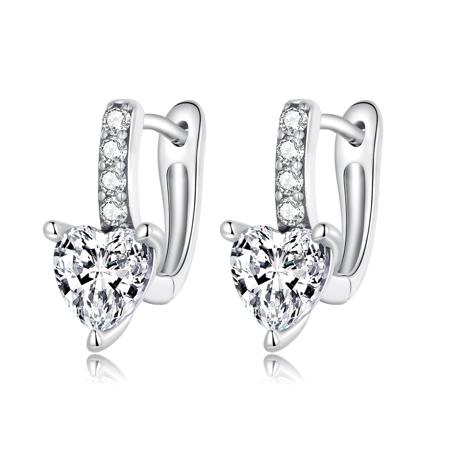 925 Sterling Silver Oxidized Earrings with CZ for Women - 1.7x0.7cm