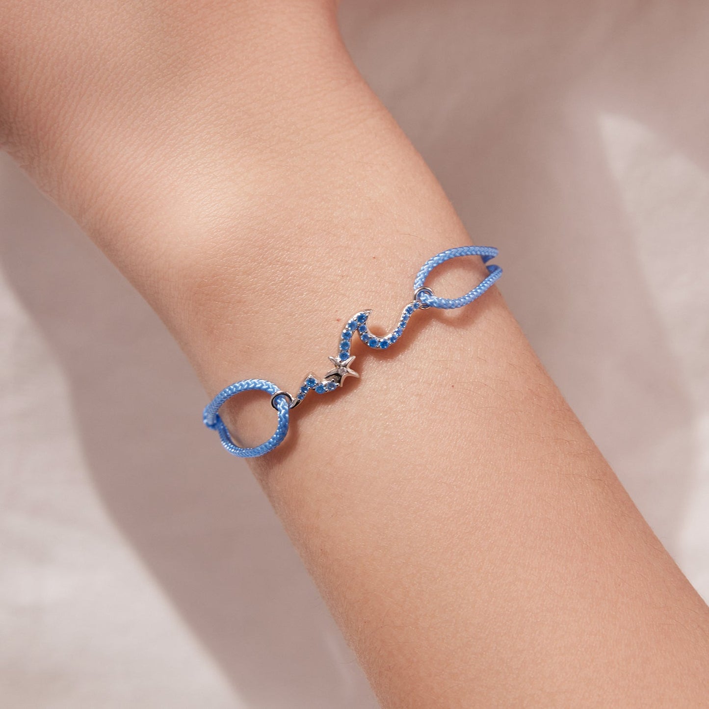 925 Sterling Silver Adjustable White Gold Bracelet with CZ Pendants for Women