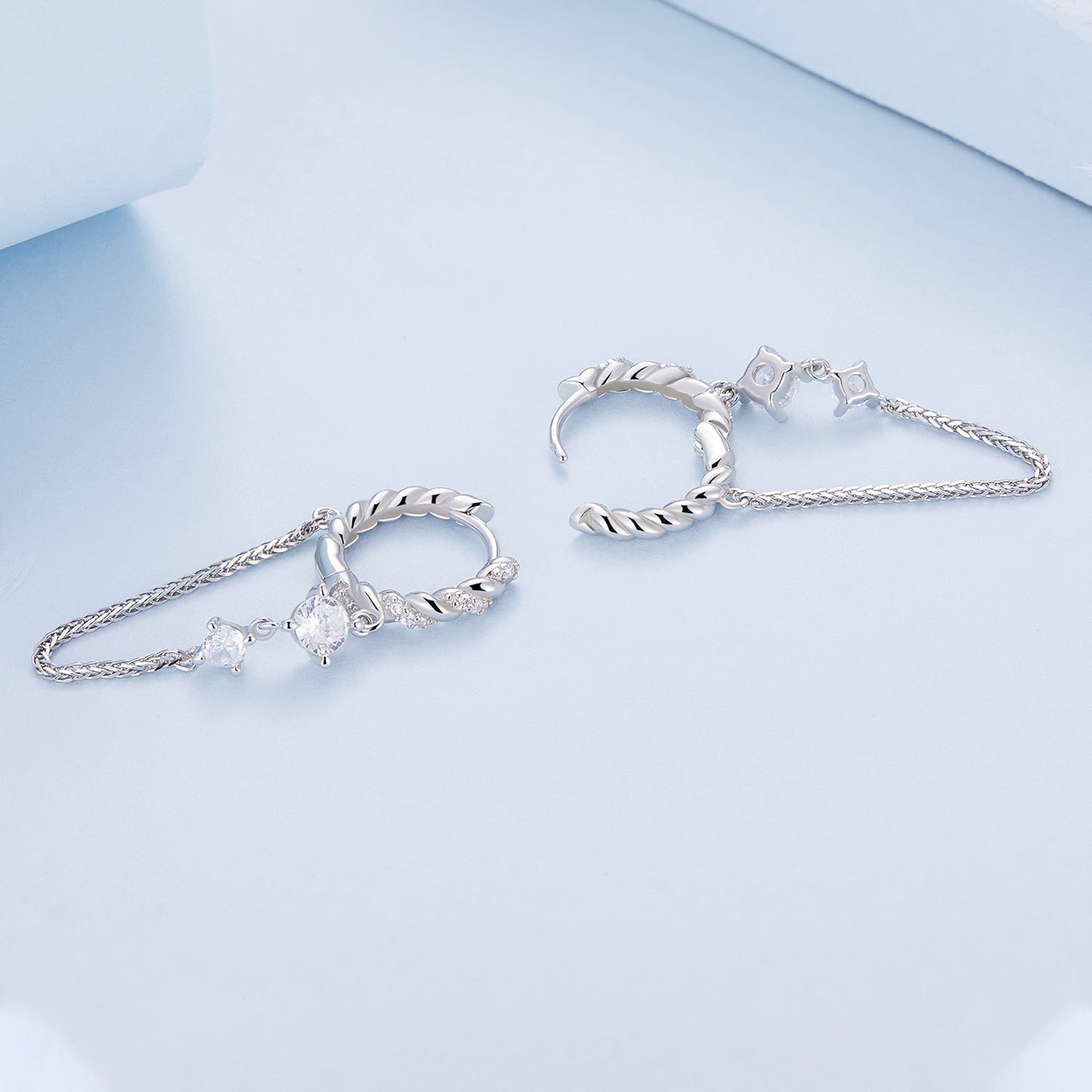 925 Sterling Silver Earrings with Pavé Setting CZ, 34*6mm for Women
