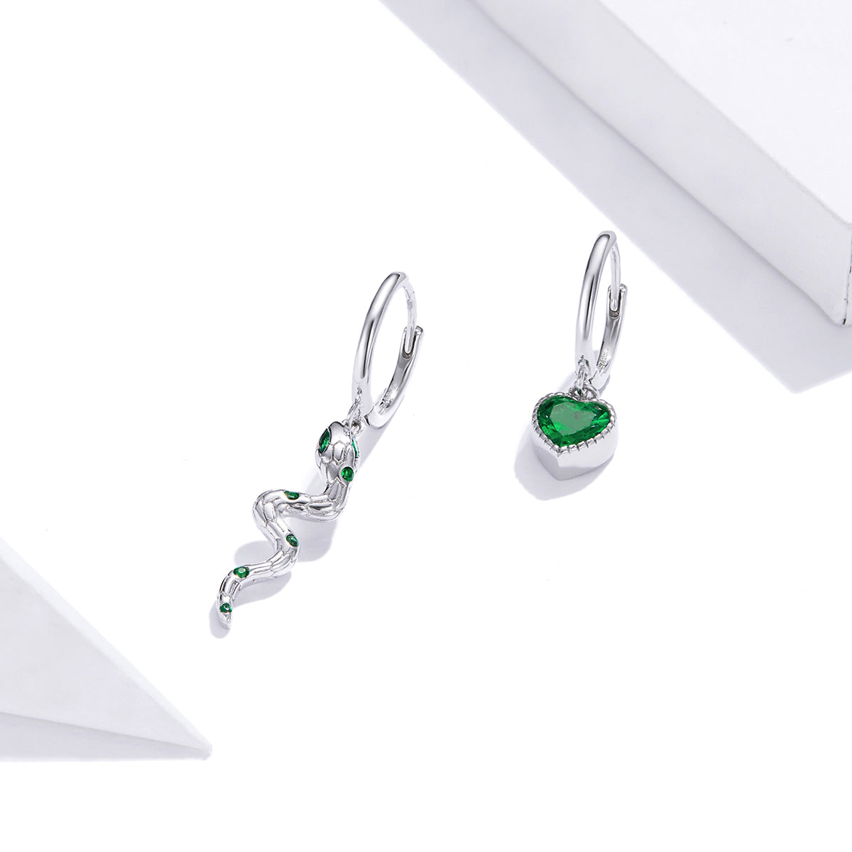 925 Sterling Silver Earrings with Pavé Setting CZ and Plated Platinum