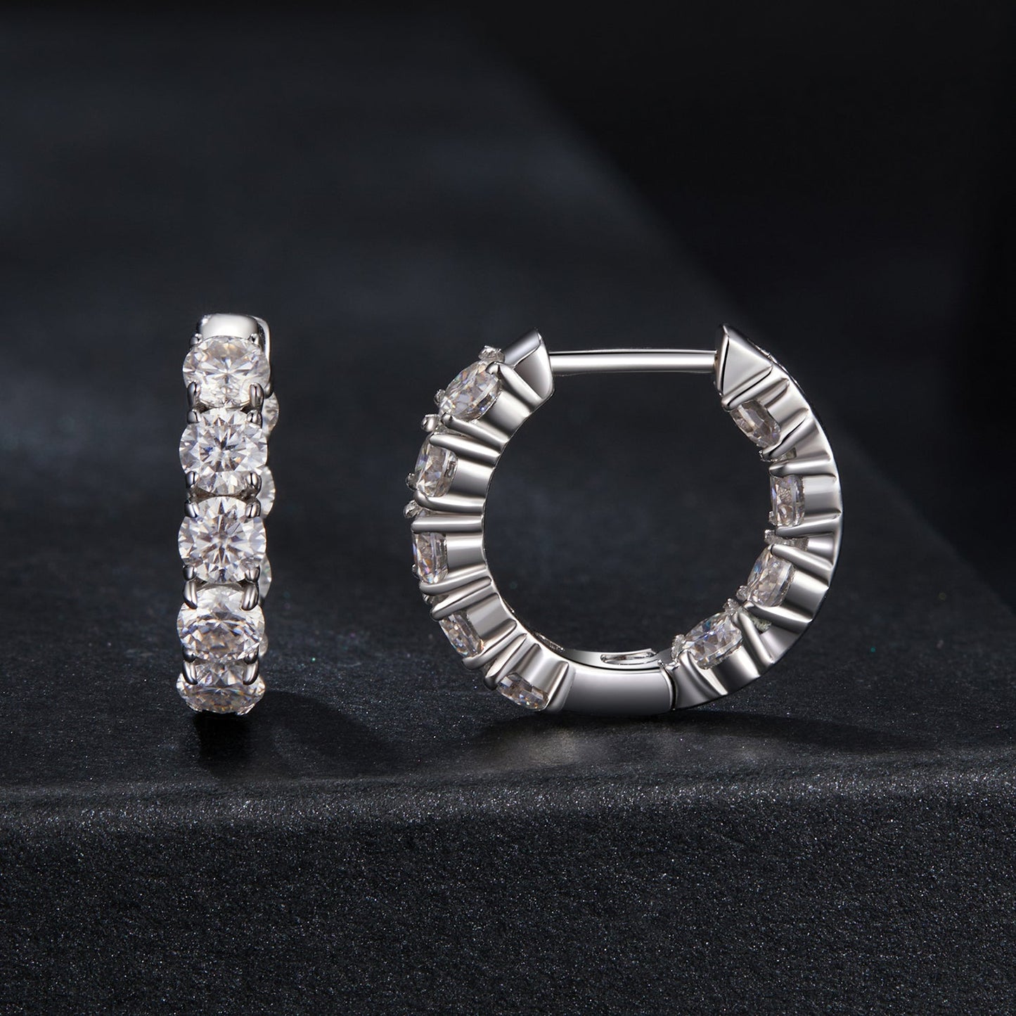 925 Sterling Silver Moissanite Earrings 0.1 Carat White Gold Plated 1.5x0.3cm Women