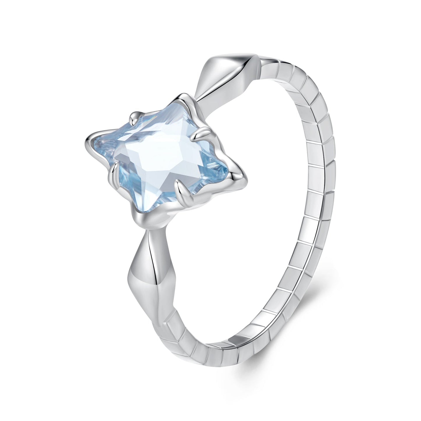925 Sterling Silver White Gold Plated 1.2x0.9cm Pendant Ring Size 6.0 for Women