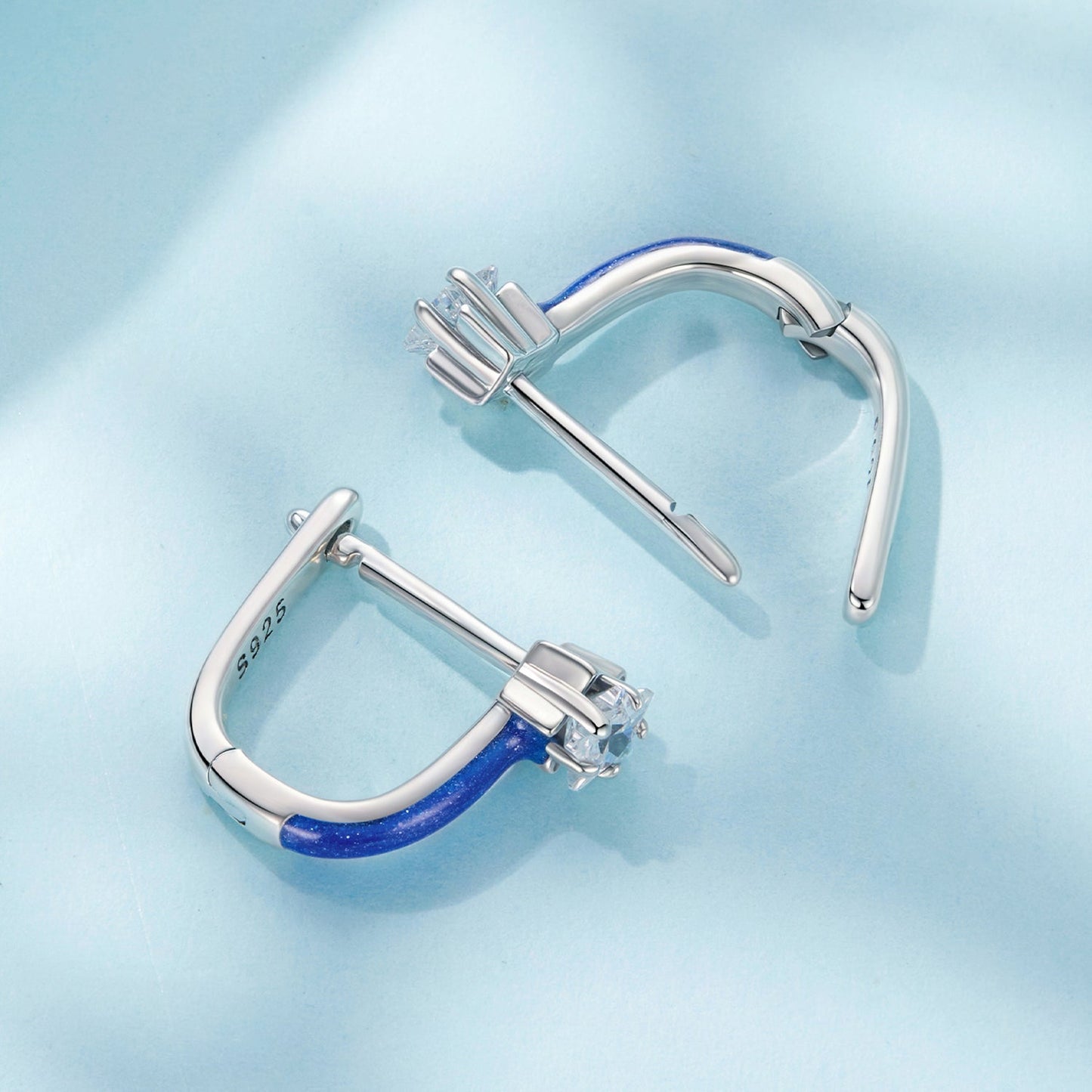 925 Sterling Silver Enamel Earrings with Pavé CZ for Women