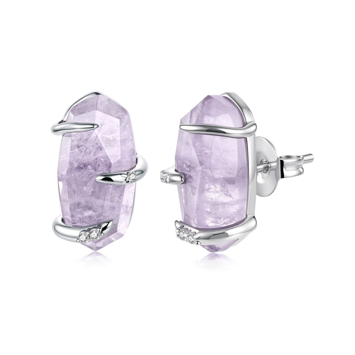 925 Sterling Silver White Gold Plated Crystal Pavé CZ 1.4x0.9cm Earrings for Women