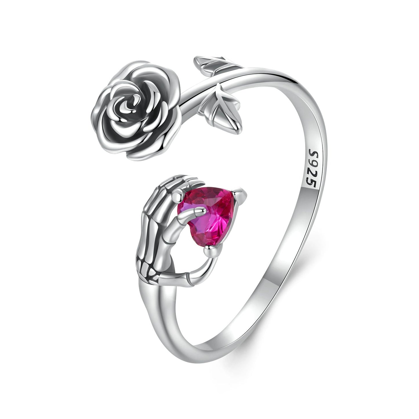 925 Sterling Silver Ring with Pavé Setting CZ, Width 0.15cm, Women's Jewelry