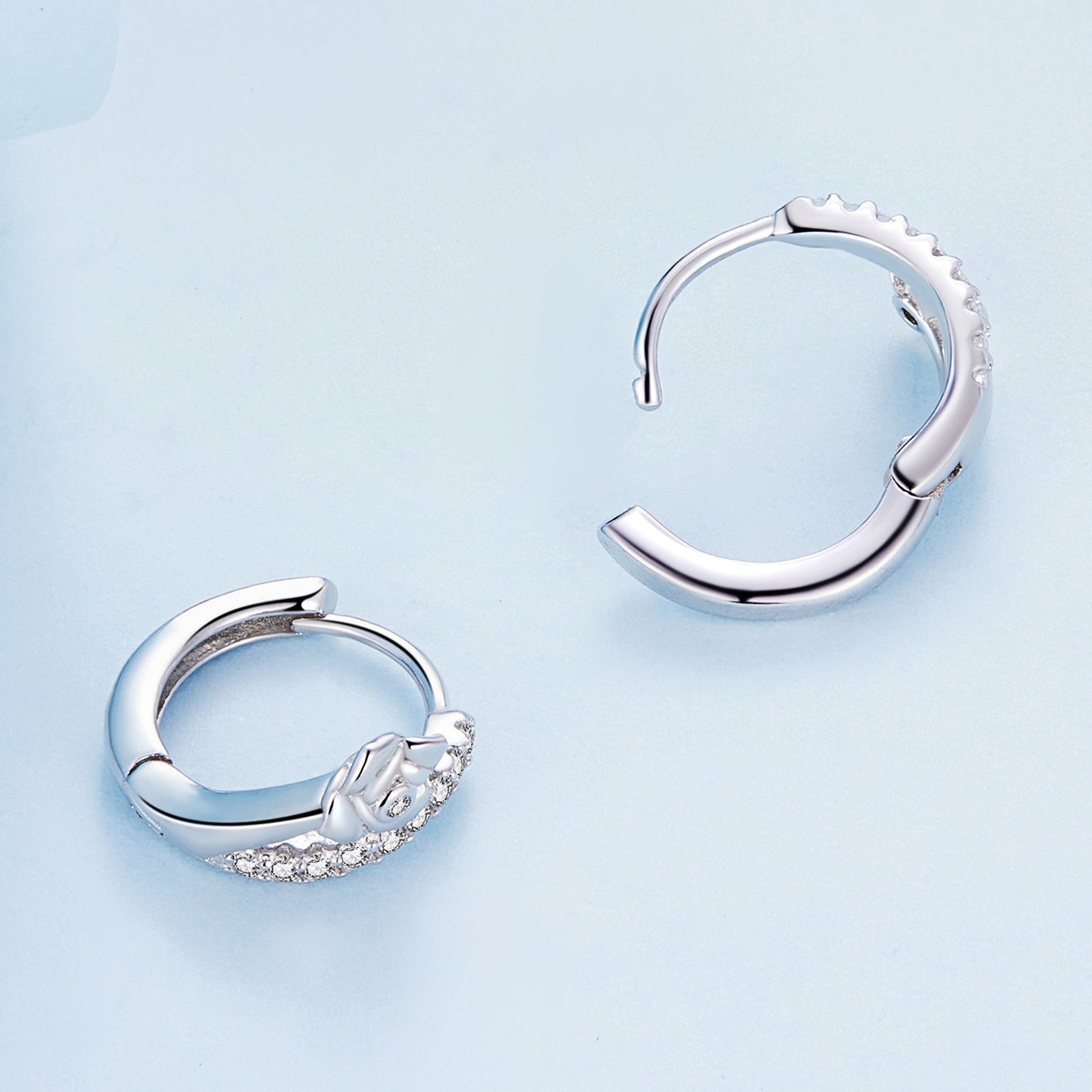 925 Sterling Silver Platinum Plated Pavé CZ Earrings