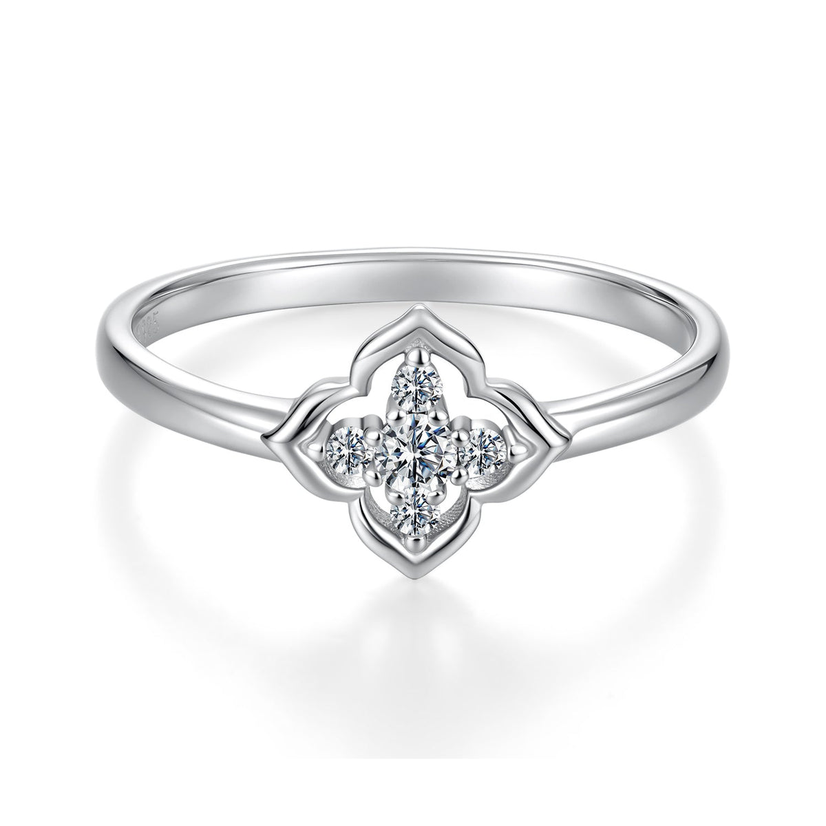 925 Sterling Silver White Gold Plated Moissanite Size 6 Ring for Women
