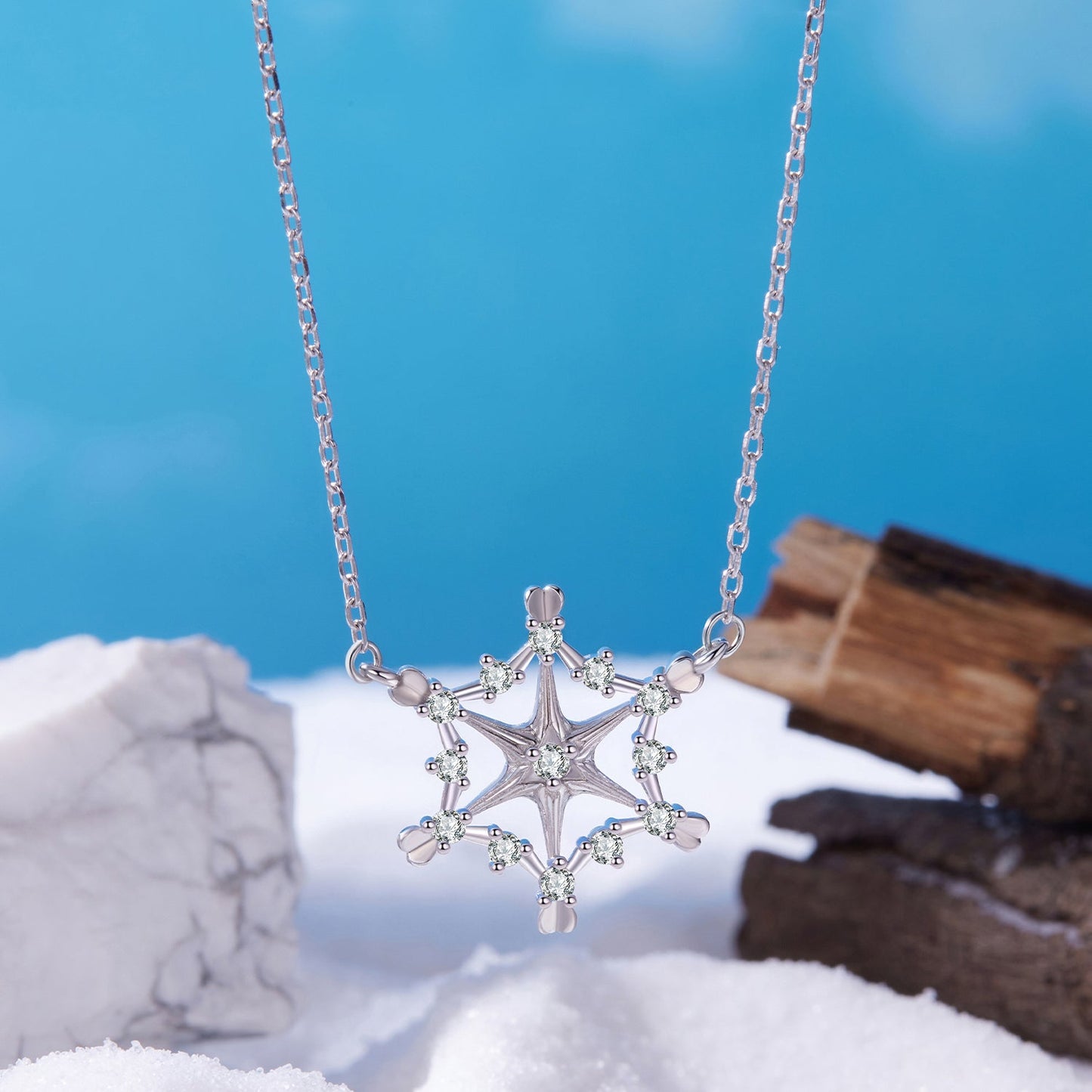 925 Sterling Silver White Gold Plated 1.8x1.9cm CZ Pendant Necklace for Women