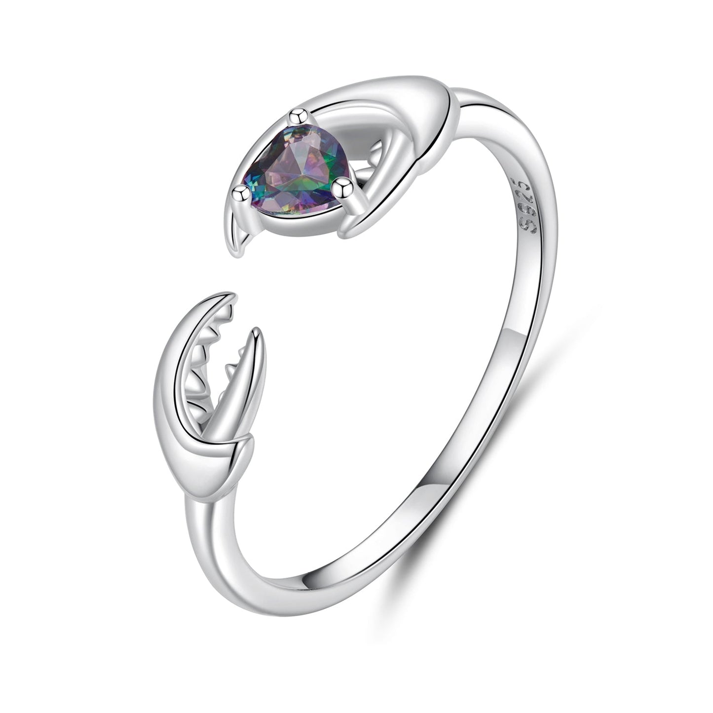 925 Sterling Silver Transparent Glass Oxidized Silver Ring for Women