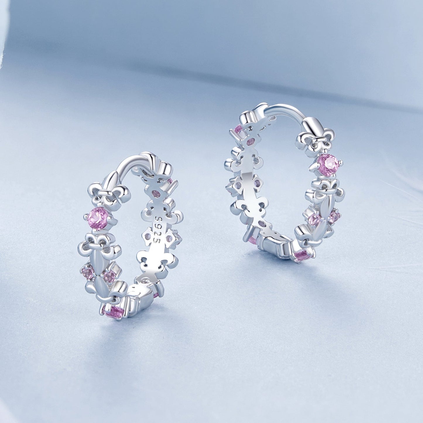 925 Sterling Silver Pavé CZ White Gold Plated Earrings for Women