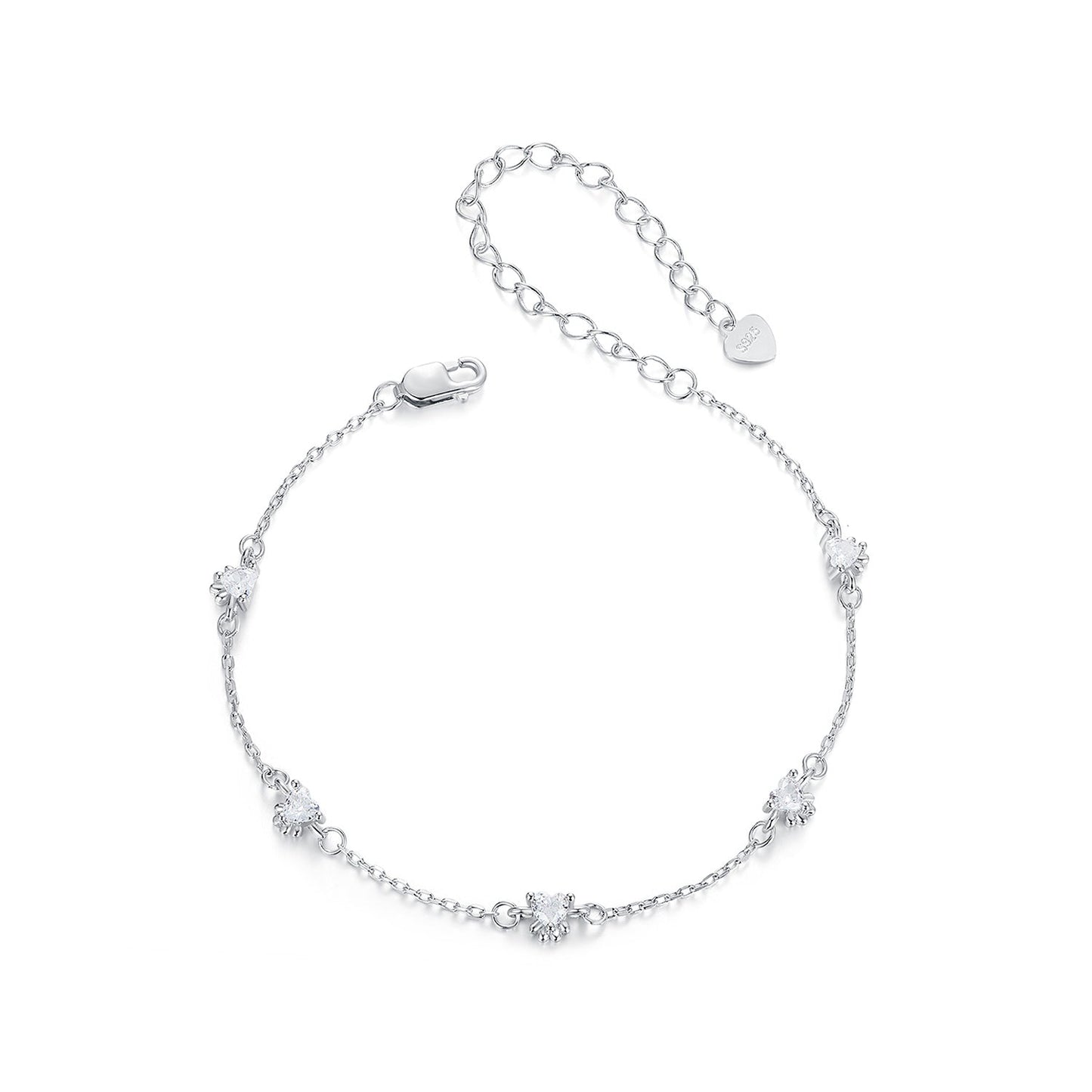 925 Sterling Silver Bracelet with Pavé Setting CZ and White Gold Plating