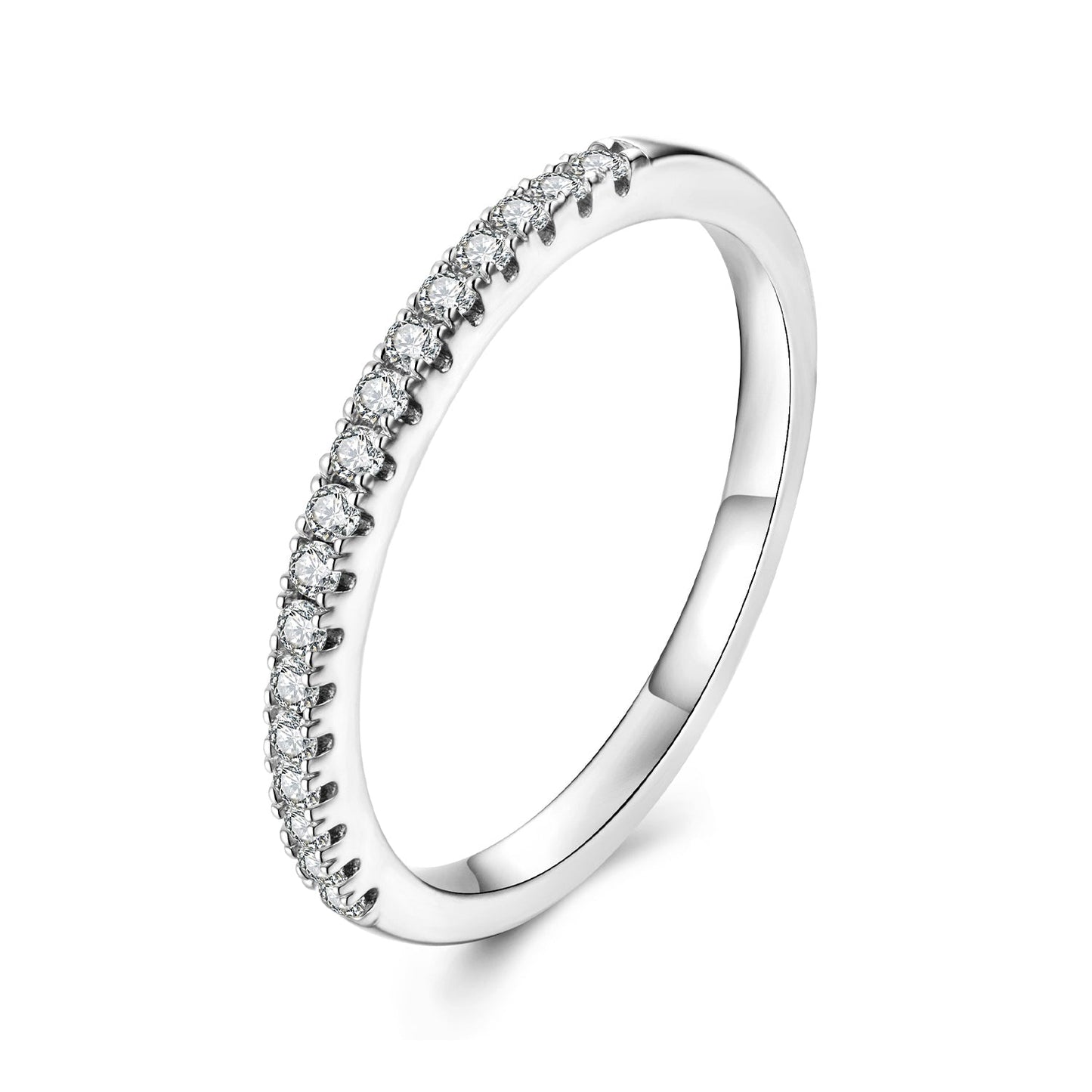 925 Sterling Silver 0.01ct Moissanite Ring in Size 8A