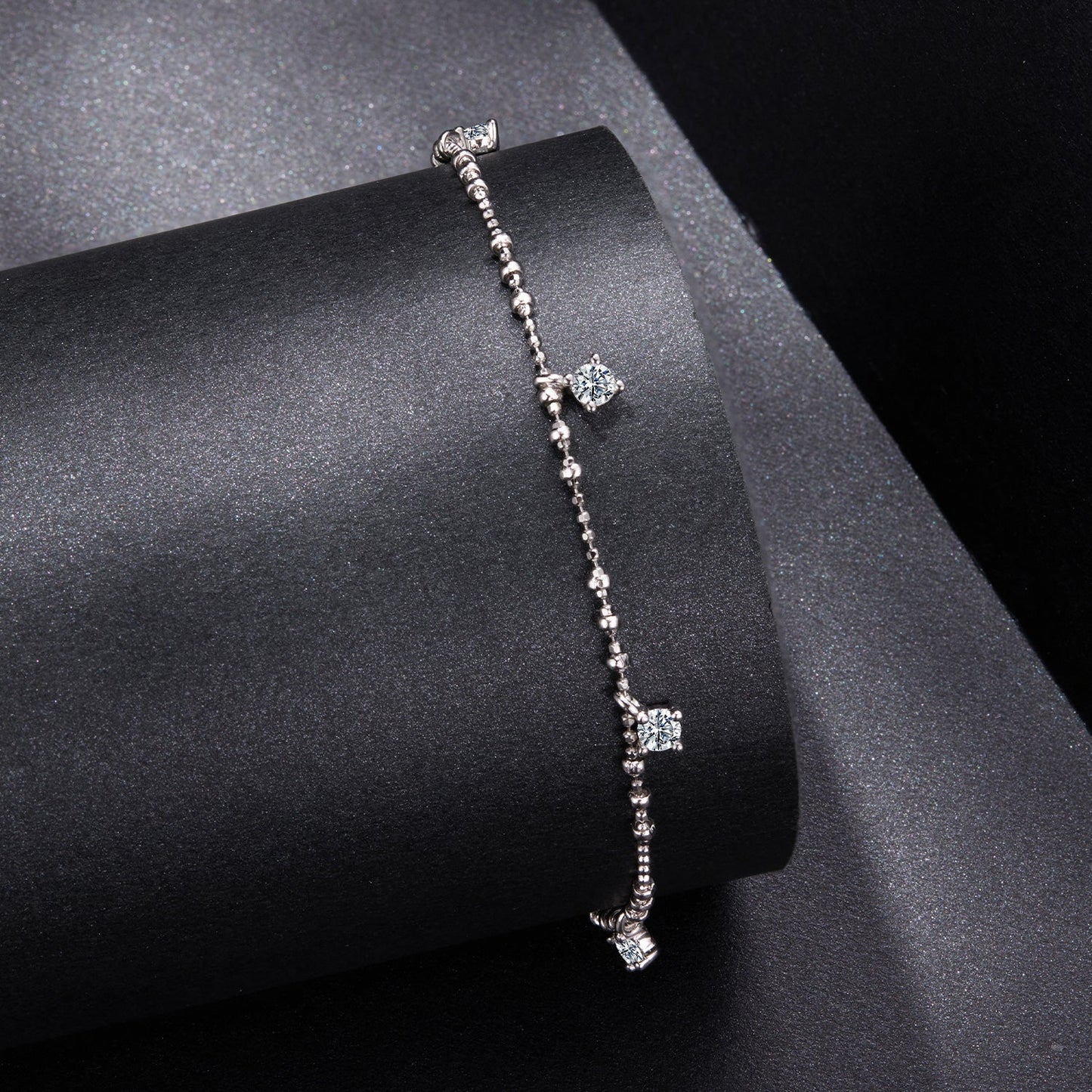 925 Sterling Silver & Moissanite Bracelet for Women - 15+6cm, Plated White Gold
