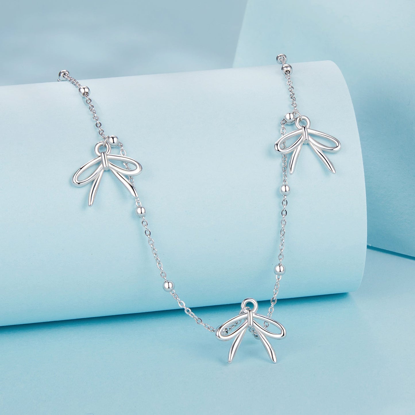 925 Sterling Silver + Plated White Gold Necklace with Adjustable Length for Women