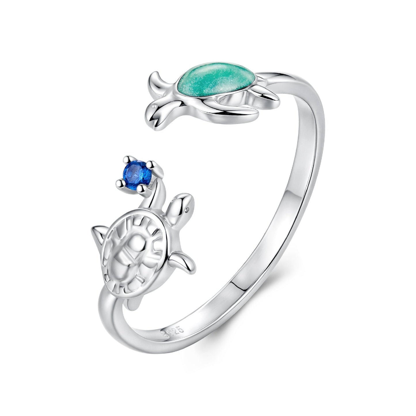 925 Sterling Silver Enamel White Gold Plated Ring for Women