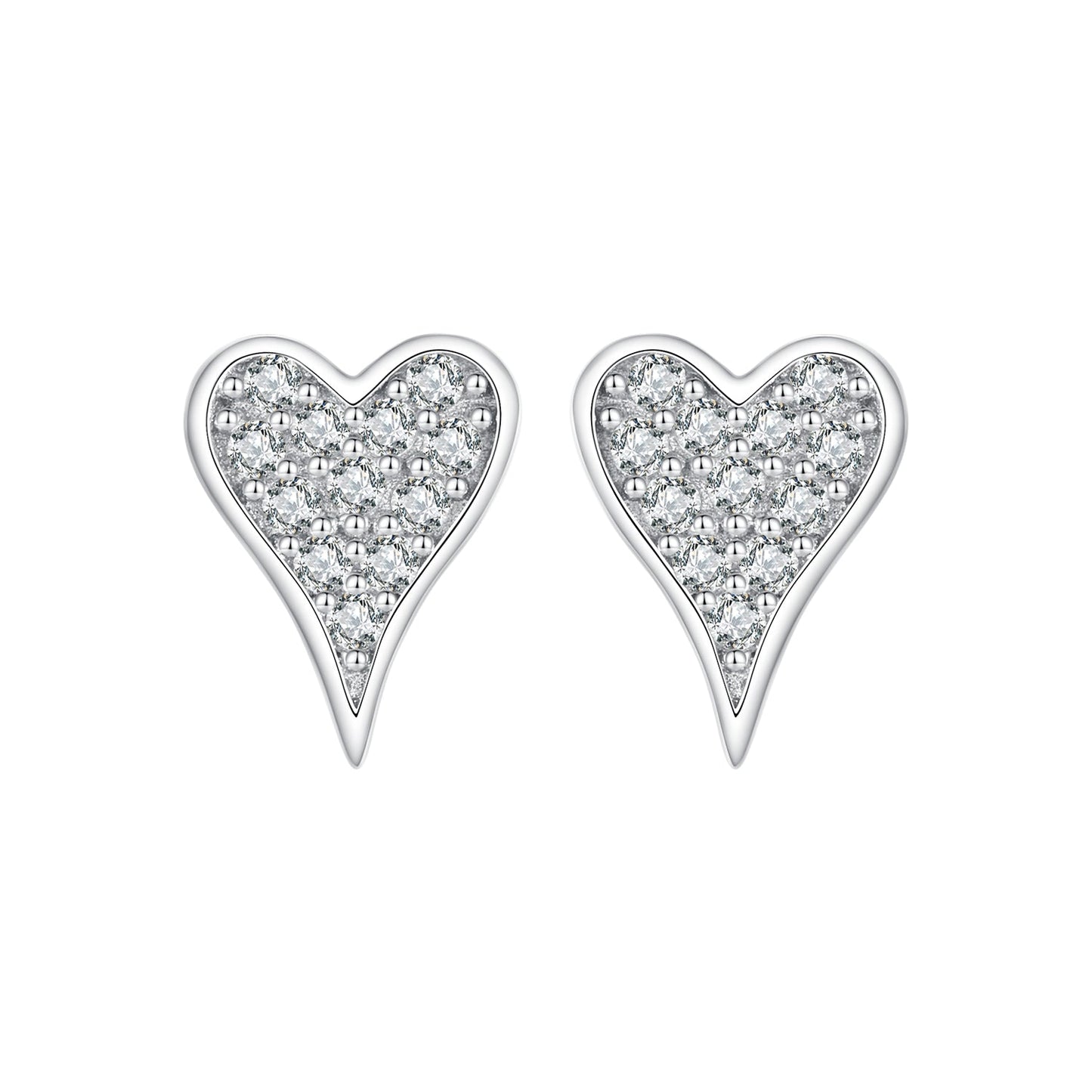 925 Sterling Silver White Gold Plated Pavé CZ Earrings