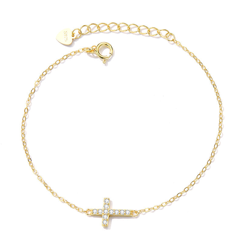 925 Sterling Silver Bracelet with Pavé Setting CZ, 155+25mm for Women
