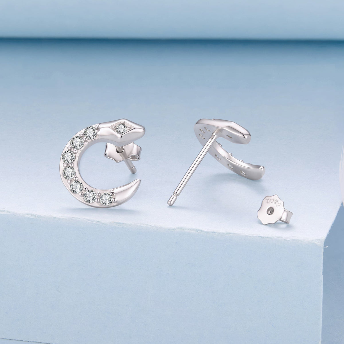 925 Sterling Silver White Gold Plated CZ Pavé 1.2*1.1cm Earrings for Women