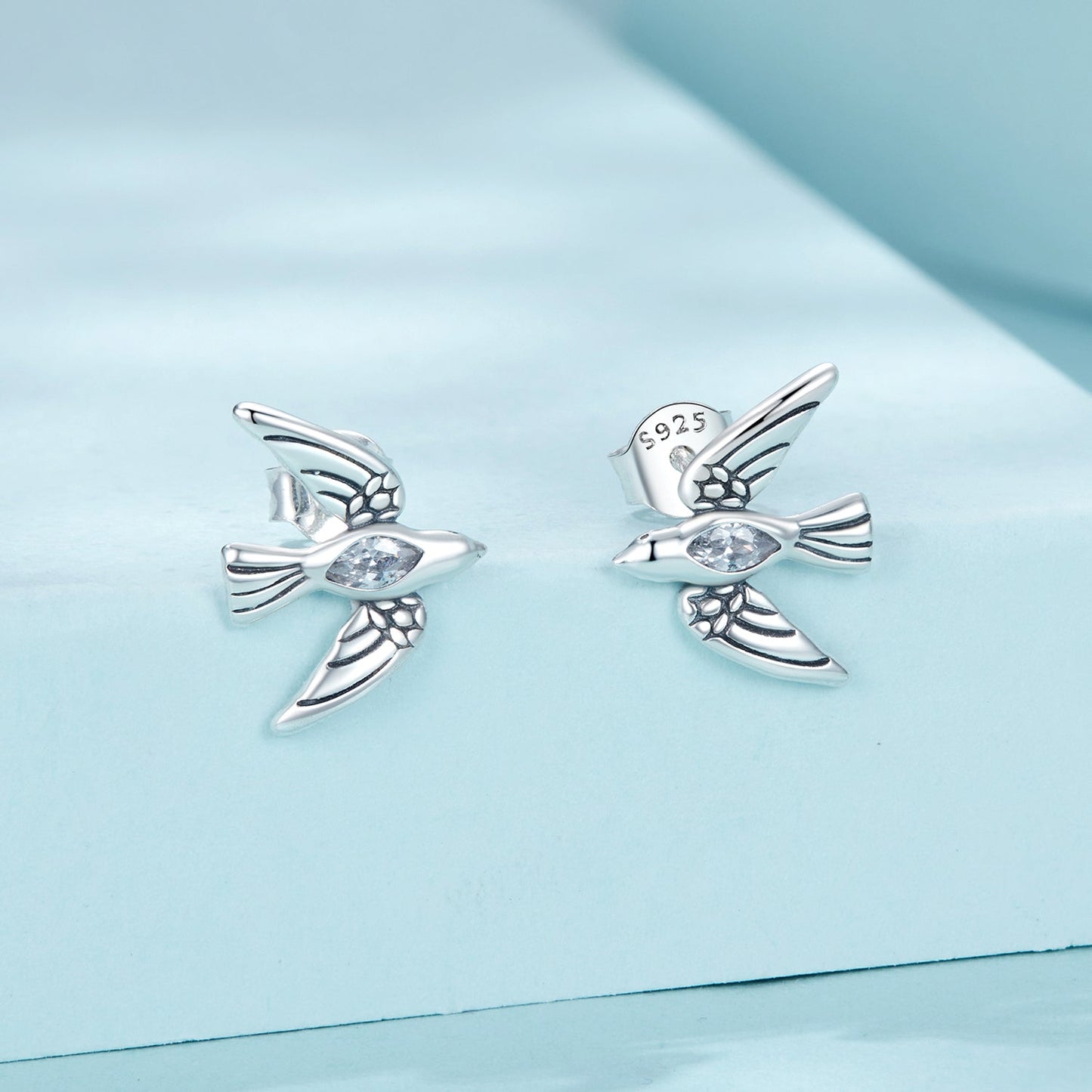 925 Sterling Silver Oxidized CZ Earrings for Women