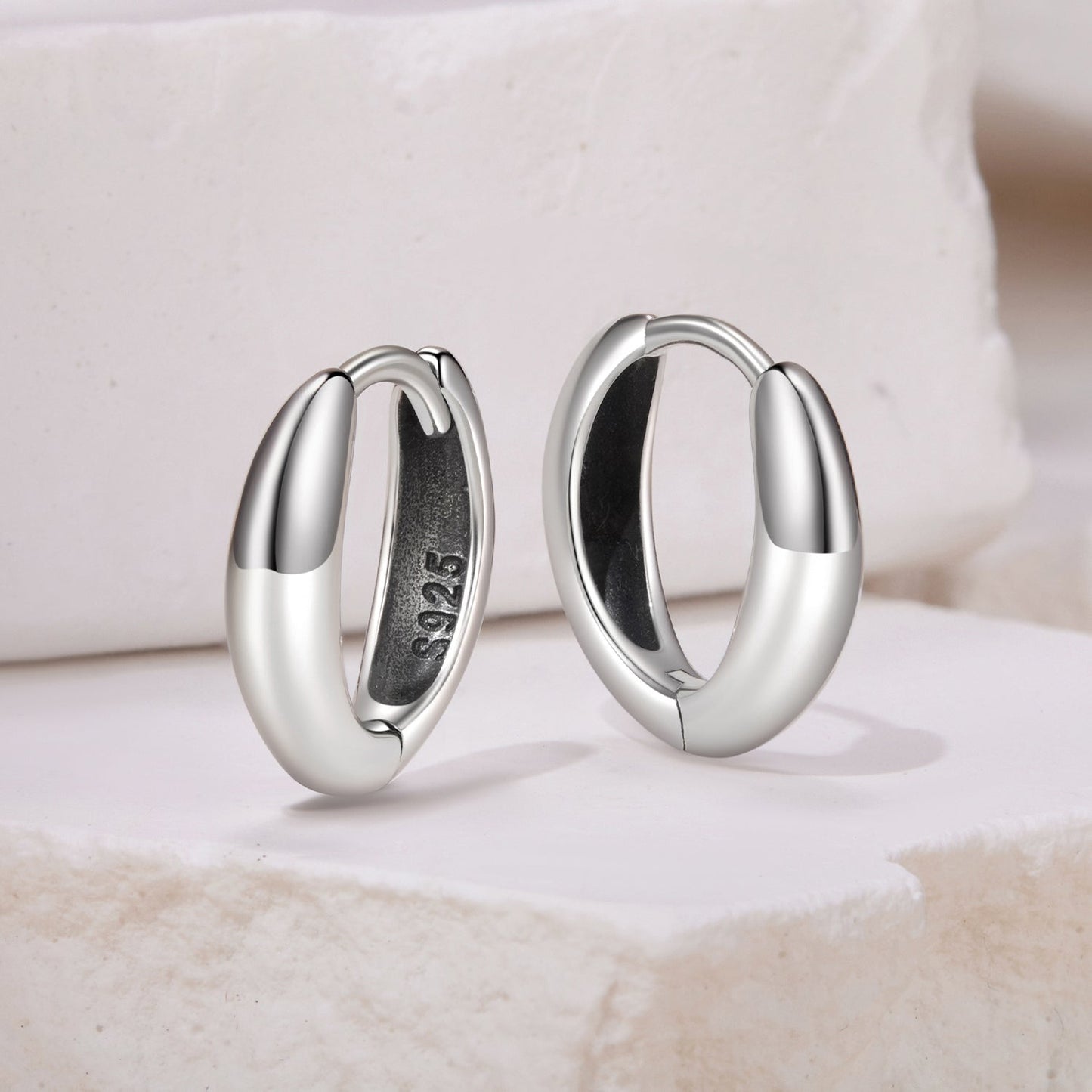 925 Sterling Silver Oxidized Hoop Earrings for Women