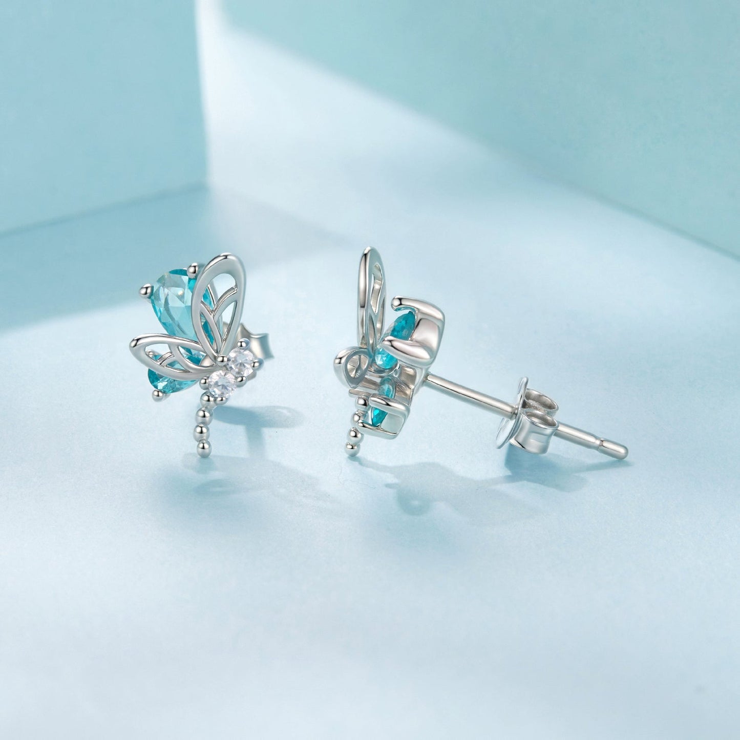 925 Sterling Silver White Gold Plated 1.0x0.7cm CZ Earrings for Women