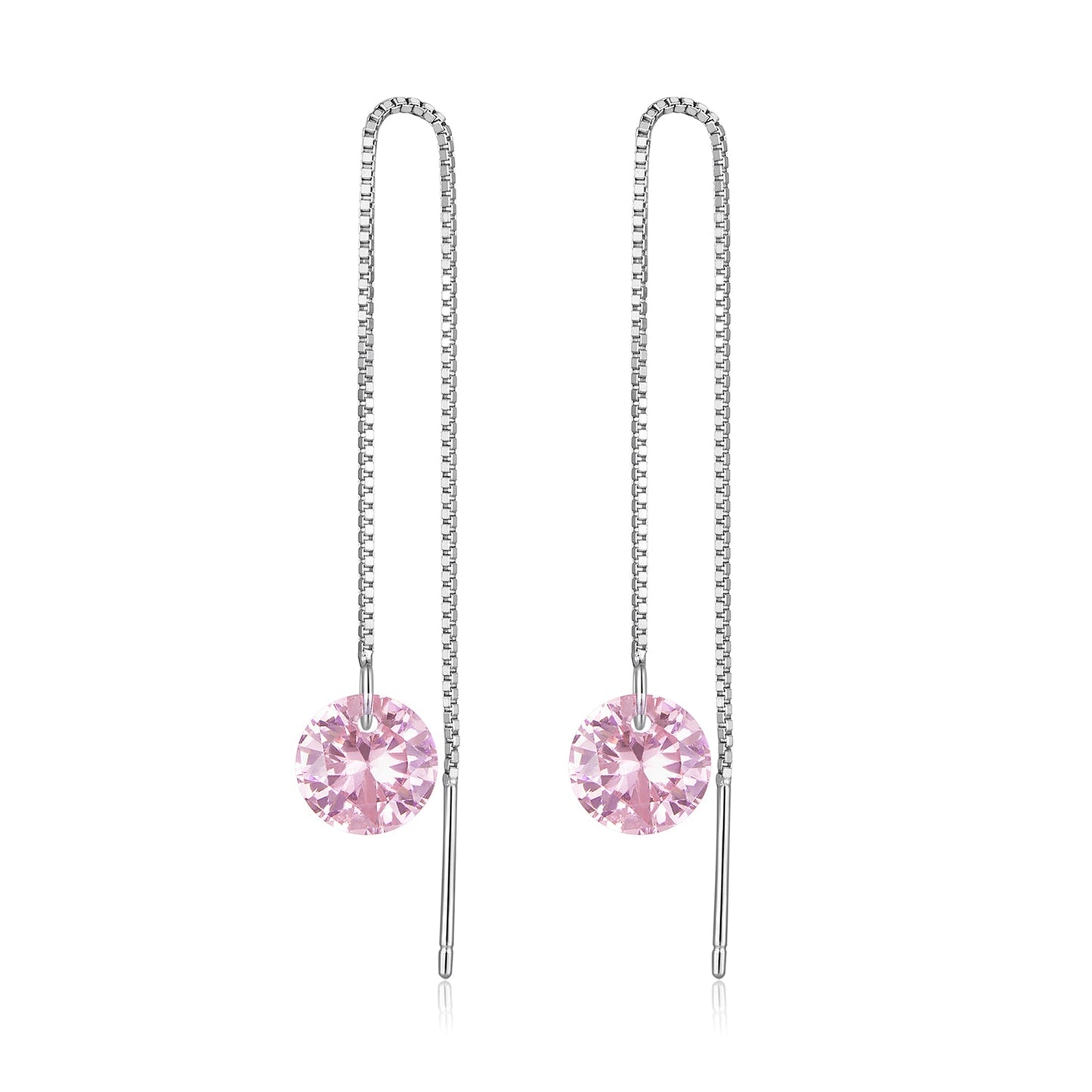925 Sterling Silver Earrings with 0.8cm Main Stone and CZ for Women