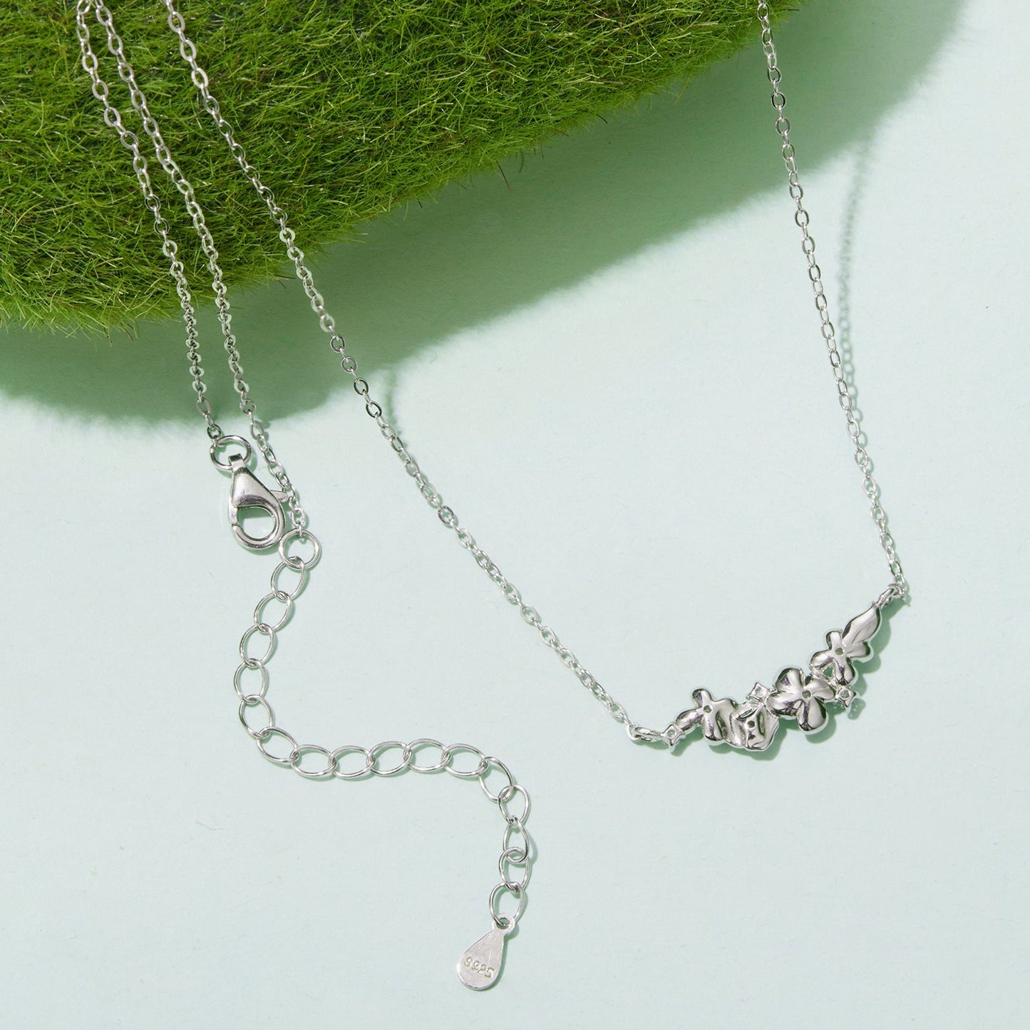 925 Sterling Silver White Gold Plated 40+5cm Necklace with CZ for Women