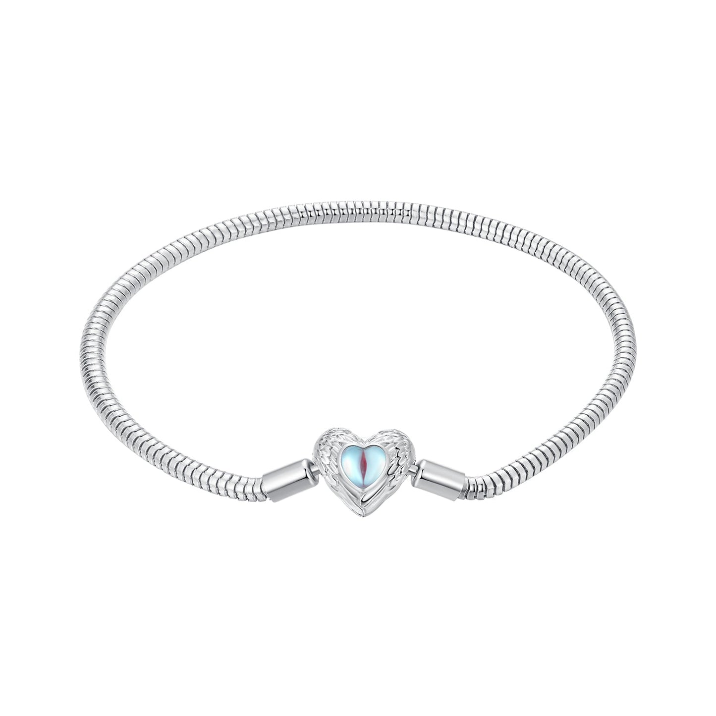 925 Sterling Silver Moonstone Bracelet 17.0 cm with White Gold Plating for Women