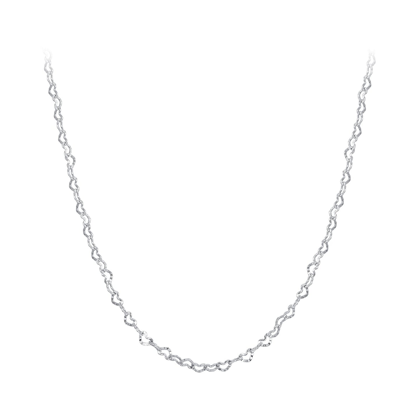 925 Sterling Silver Necklace with Platinum Plating, 395+55mm Length, 3.0mm Width for Women