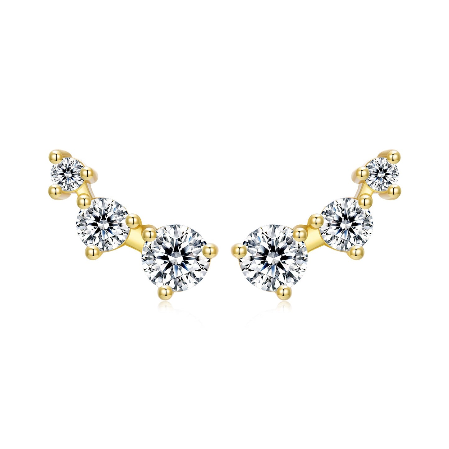 925 Sterling Silver Earrings with Pavé Setting CZ | Size 0.6*1.45cm for Women