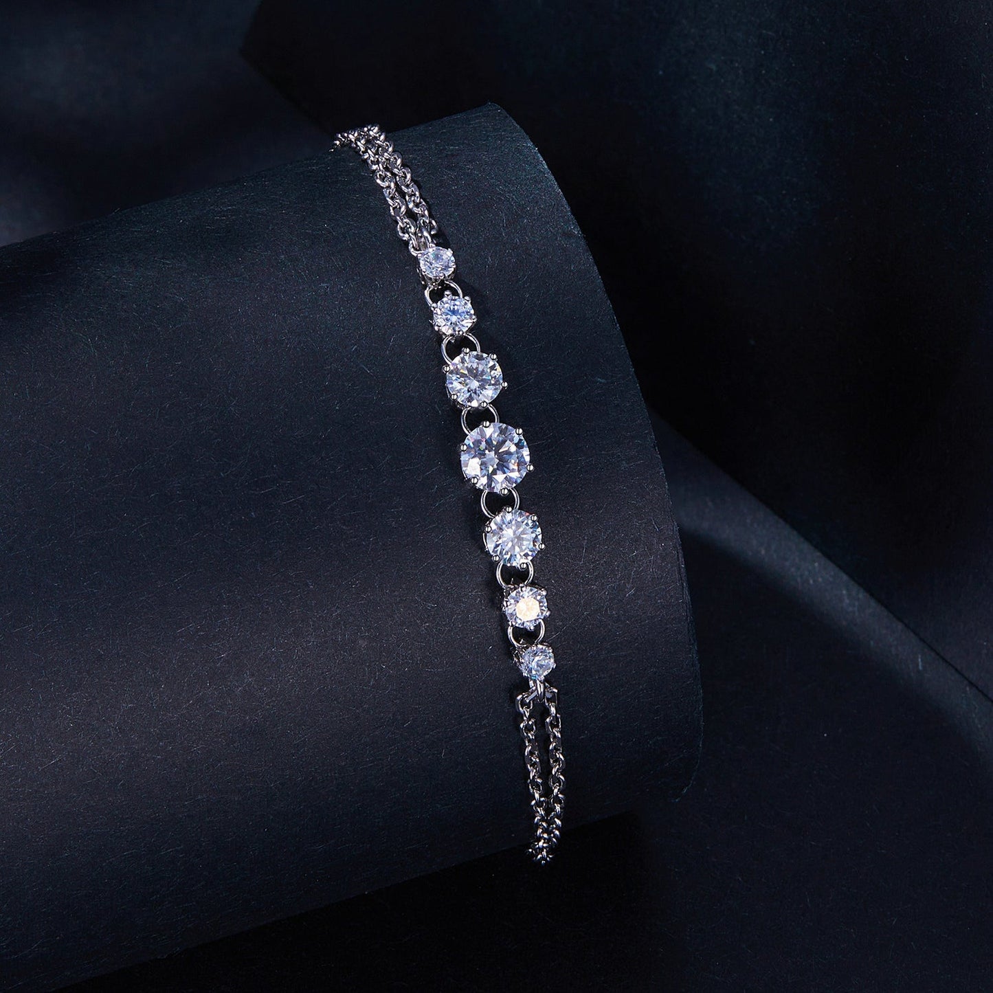 925 Sterling Silver 5MM Moissanite Bracelet for Women