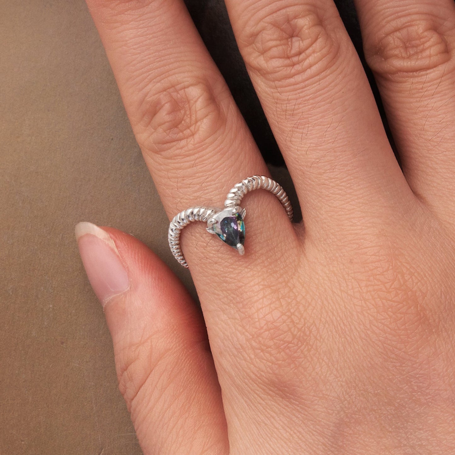 925 Sterling Silver Ring with Transparent Glass - Stylish E | 0.2cm Width for Women