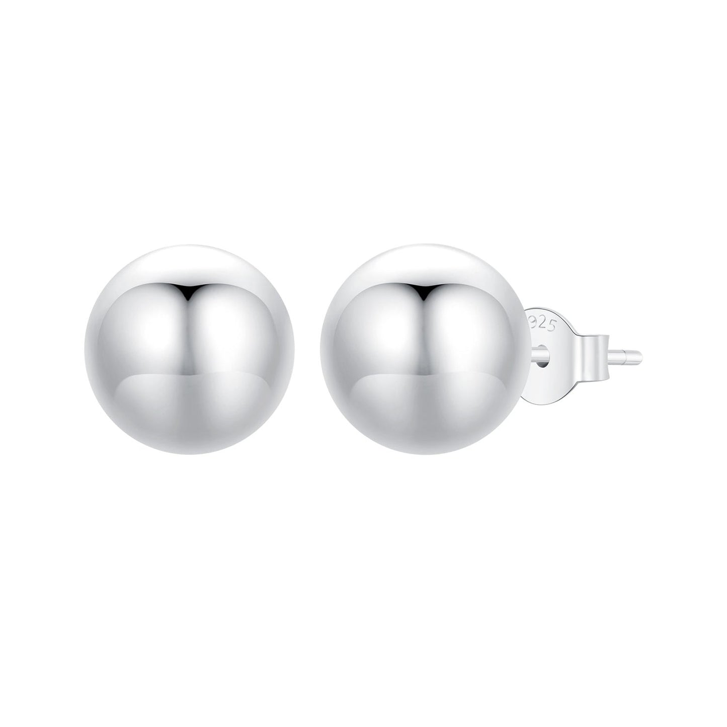 925 Sterling Silver Plated White Gold Earrings - 10mm for Women